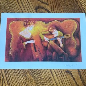 Guitar Serenade artwork Seriolithograph by Charles Lee in color on paper signed